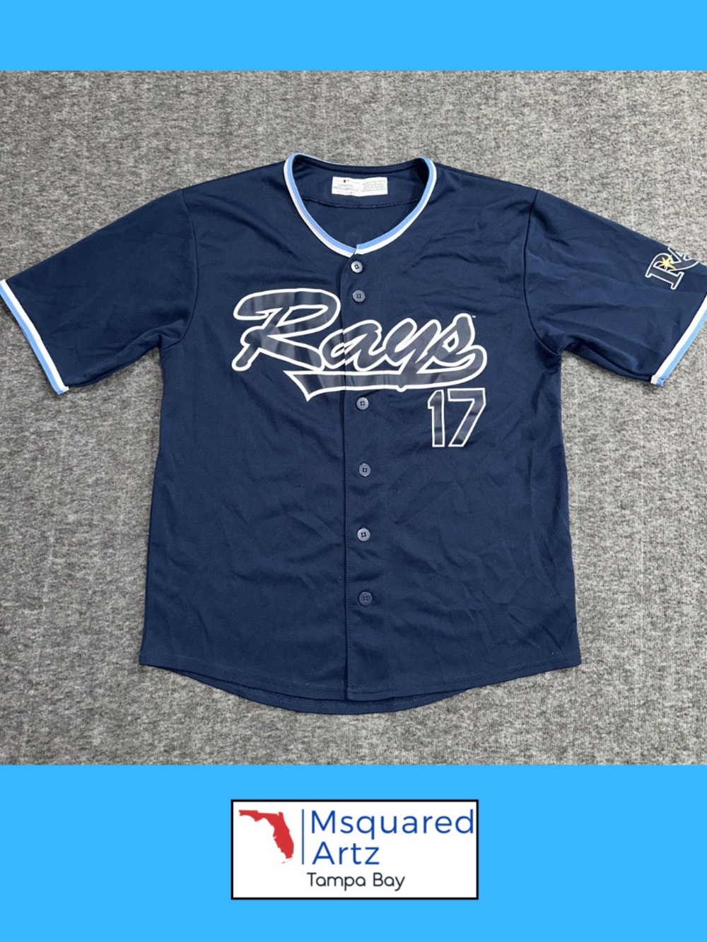 Tampa Bay Rays Meadows 17 Youth XL Navy MLB Baseball Jersey Shirt